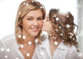 Happy daughter kisses her mother Royalty Free Stock Photo