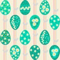 Happy decaying Easter. Easter eggs set. Cheerful festive seamless pattern.