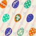 Happy decaying Easter. Easter eggs set. Cheerful festive seamless pattern.