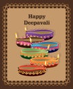 Happy Deepavali lamp colorful card