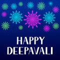 Happy Deepavali lettering with fireworks. Traditional Indian festival of lights Diwali typography poster. Easy to edit vector Royalty Free Stock Photo