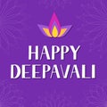 Happy Deepavali lettering isolated on white. Traditional Indian festival of lights Diwali typography poster. Easy to edit vector Royalty Free Stock Photo