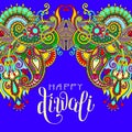 Happy Deepawali greeting card with hand written inscription Royalty Free Stock Photo