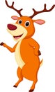 Happy deer cartoon waving hand