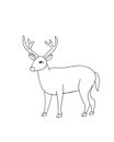 Happy Deer line art illustration cartoon white background