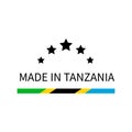 Made in Tanzania label. Quality mark vector icon isolated on white. Perfect for logo design, tags, badges, stickers, emblem, produ