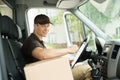 Happy Delivery Man Checking List