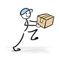 Happy delivery man holding a parcel