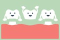 Happy dental crown with bridge, installation process and change of teeth