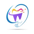 Happy dental medical care logo