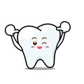 Happy Dental Smile Tooth Mascot Cartoon Character isolated on w