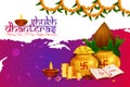 Happy Dhanteras Diwali light festival of India greeting background