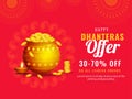 Happy Dhanteras offer 30-70% discount offer with illustration of Royalty Free Stock Photo