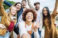 Multiracial group of friends taking selfie pic outside Royalty Free Stock Photo