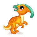 Cute cartoon dinosaur baby parasaurolophus vector illustration Royalty Free Stock Photo
