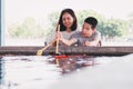 Happy disabled kid concept, Sometime toy is best friend in alone mood Royalty Free Stock Photo