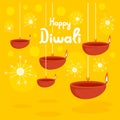 Happy divali festival concept background, flat style Royalty Free Stock Photo