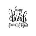 Happy divali festival of lights black calligraphy hand lettering