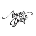 Happy divali festival of lights black calligraphy hand lettering text isolated on white background. Vector illustration Royalty Free Stock Photo