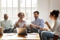 Happy diverse friends having fun, laughing at funny joke Royalty Free Stock Photo