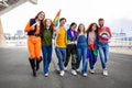 Happy diverse group of friends celebrating hay pride festival day outdoors. Royalty Free Stock Photo