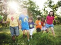 Happy diverse kinds in the park