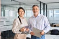 Happy diverse professional business man and woman team in office, portrait. Royalty Free Stock Photo