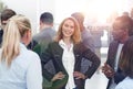 Happy diverse professional business team stand in office looking at camera Royalty Free Stock Photo