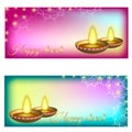 Happy diwali background with candles, pattern and glitter