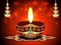 Happy diwali background with deepak Royalty Free Stock Photo