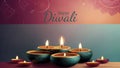 Happy Diwali background, diya candles banner with copy space text, festival of lights Royalty Free Stock Photo