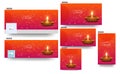 Happy Diwali banner, poster and template design with illuminated oil lamp.