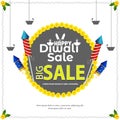 Happy Diwali Big Sale Template Design with Firecracker Rockets Royalty Free Stock Photo