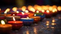 Happy diwali. Traditional indian oil lamps for diwali festival