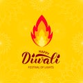 Happy Diwali calligraphy hand lettering with fire. Traditional Indian festival of lights typography poster. Easy to edit vector Royalty Free Stock Photo
