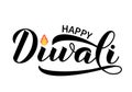 Happy Diwali calligraphy hand lettering isolated on white. Traditional Indian festival of lights typography poster. Easy to edit Royalty Free Stock Photo