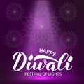 Happy Diwali calligraphy hand lettering with ornament. Traditional Indian festival of lights typography poster. Easy to edit Royalty Free Stock Photo