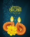 Happy diwali celebration background with deepak vector illustration Royalty Free Stock Photo