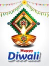 Happy diwali celebration background with mango leaf