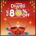 Happy Diwali celebration sale banner template design with big discounts to attract people. Indian festival of lights with diya and