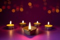 Happy Diwali - Clay Diya lamps lit during Dipavali Royalty Free Stock Photo