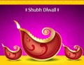 Happy diwali deepak background with floral Royalty Free Stock Photo