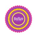 Happy Diwali design with calligraphy lettering and rangoli. Traditional Indian festival of lights typography poster. Easy to edit Royalty Free Stock Photo