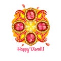 Happy Diwali digital art illustration isolated on white background. Hindus festival of lights. Deepavali hand drawn graphic clip Royalty Free Stock Photo