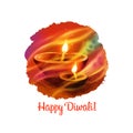 Happy Diwali digital art illustration isolated on white background. Indian festival of lights. Deepavali hand drawn graphic clip Royalty Free Stock Photo