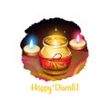 Happy Diwali digital art illustration isolated on white background. Indian festival of lights. Deepavali hand drawn graphic clip Royalty Free Stock Photo