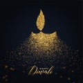 Happy diwali diya design made with glowing particles