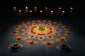 Happy Diwali - Diya lamps lit during diwali celebration