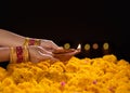 Happy Diwali - Diya lamps lit during diwali celebration