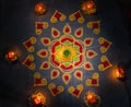 Happy Diwali - Diya lamps lit during diwali celebration